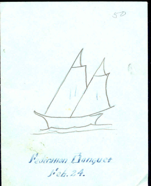 old vintage 1950 Handmade Federation Banquet Menu