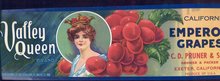 Valley Queen Emperor Grapes Crate Label
