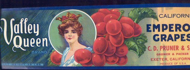 Valley Queen Emperor Grapes Crate Label