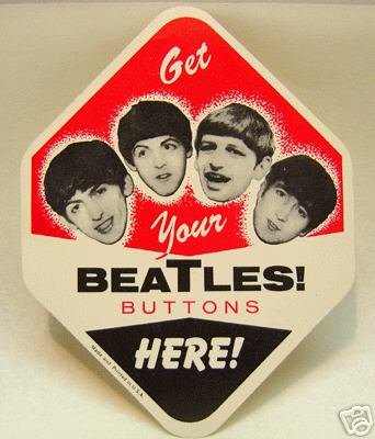 Beatles Button Vending Paper Card