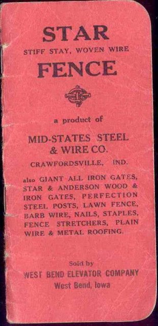 old vintage 1940s STAR FENCE WIRE Notebook used