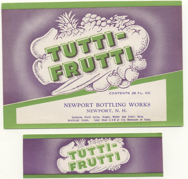 2 old vintage TUTTI FRUTTI SODA LABELS