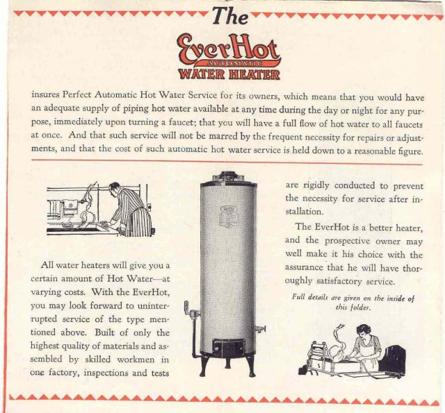 old vintage EVERHOT WATER HEATER booklet