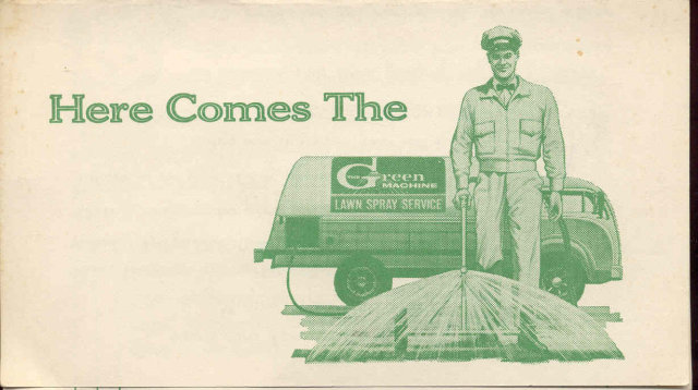 old vintage 1950s GREEN MACHINE LAWN pamphlet