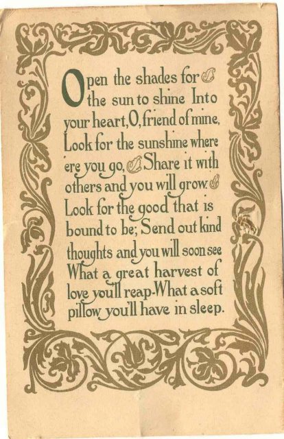 old vintage Sunshine Poem