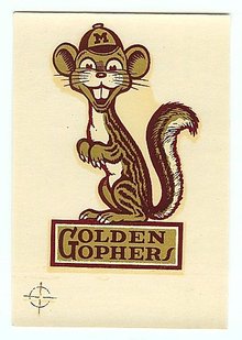 old vintage 1950s MINNESOTA GOLDEN GOPHERS School Decal