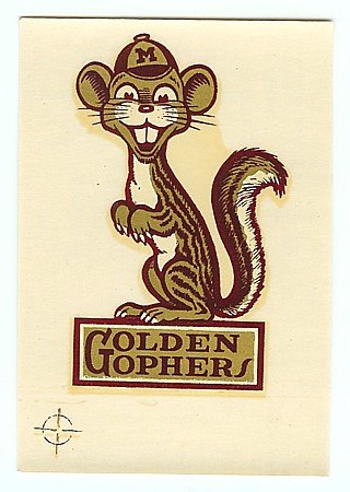 old vintage 1950s MINNESOTA GOLDEN GOPHERS School Decal