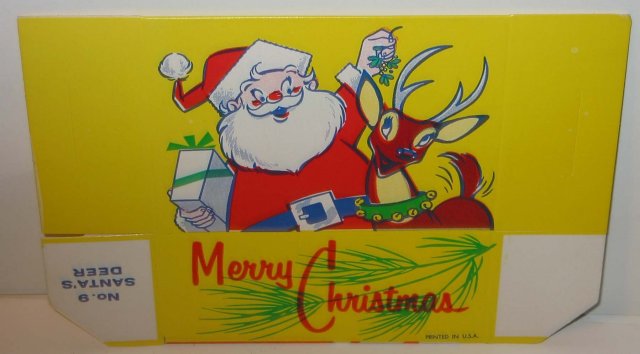 old vintage 1950s SANTA CLAUS CANDY Christmas Box