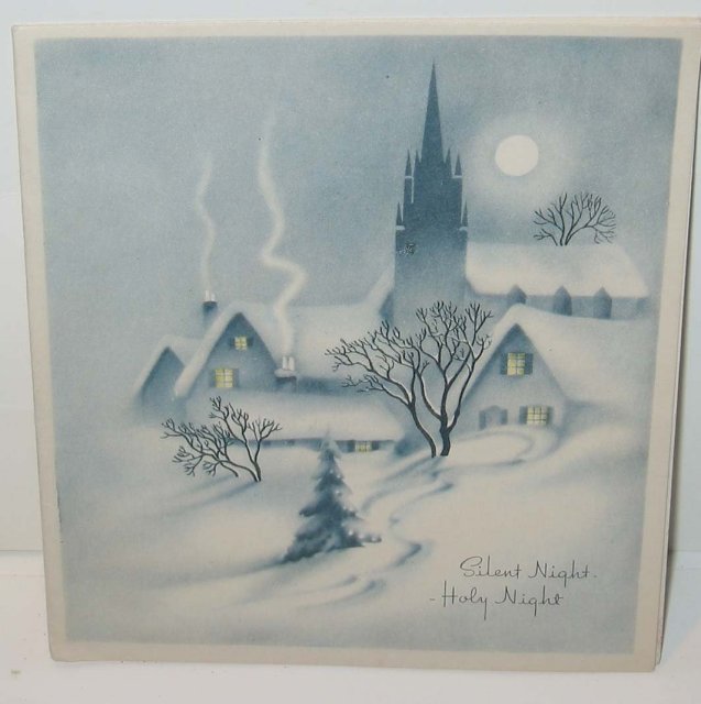 old vintage SILENT NIGHT Holiday Greeting Card * Harrison