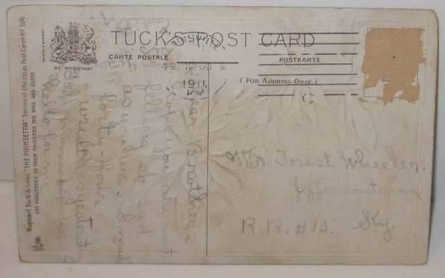 old vintage 1914 POSTED HOLIDAY CHRISTMAS postcard used