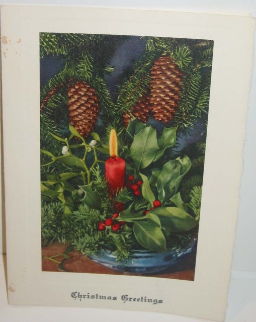 old vintage christmas FLOWER Xmas Card