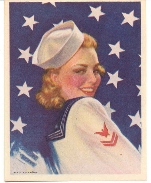 old vintage Patriotic pinup Lithograph * Girl USA