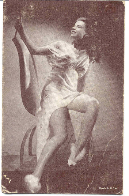 old vintage BW Burlesque Pinup Girl Card 1