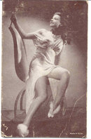 old vintage BW Burlesque Pinup Girl Card 1