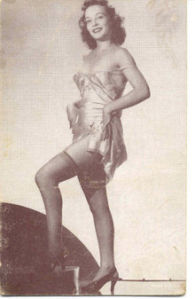old vintage BW Burlesque Pinup Girl Card 2