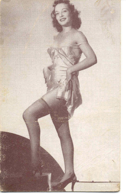 old vintage BW Burlesque Pinup Girl Card 2