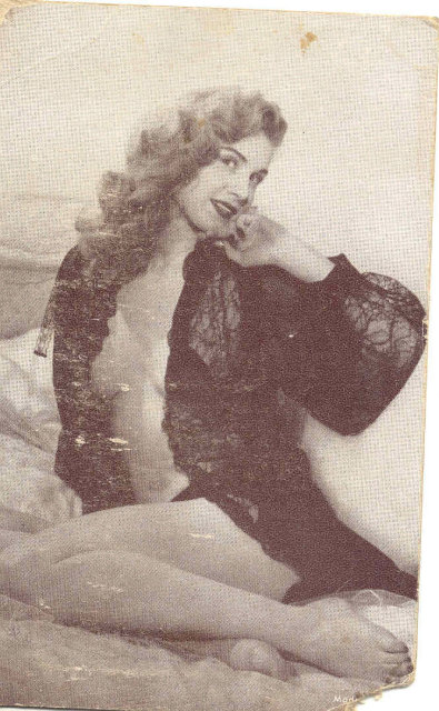 old vintage BW Burlesque Pinup Girl Card 4