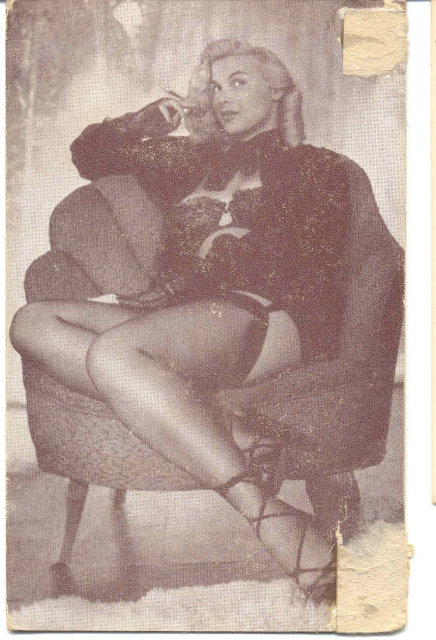 old vintage BW Burlesque Pinup Girl Card 5