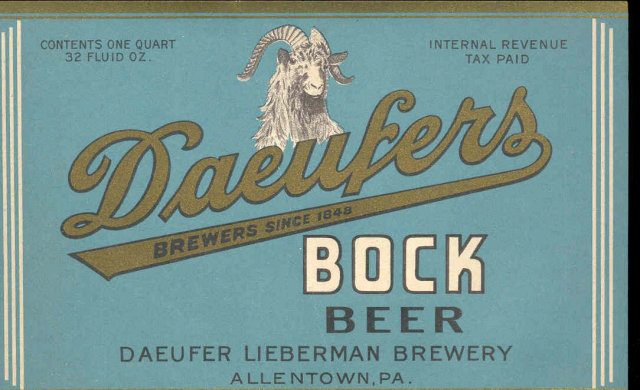 old vintage DAEUFERS Bock Beer Label * Ram