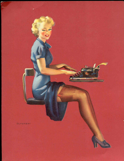 old vintage 1930s ELVGEN SEXY PINUP litho print