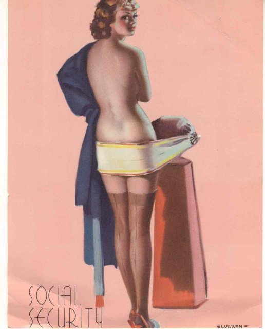 old vintage 1950s ELVGEN SEXY PINUP litho print