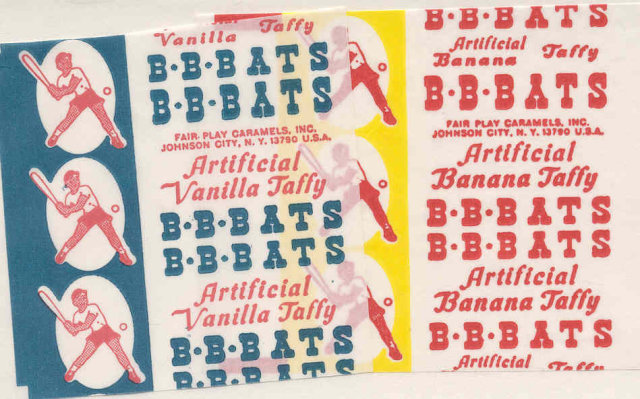 Old vintage 1950s 1960s B BATS Candy Wrappers