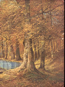 old vintage Fall Leaves Litho Print
