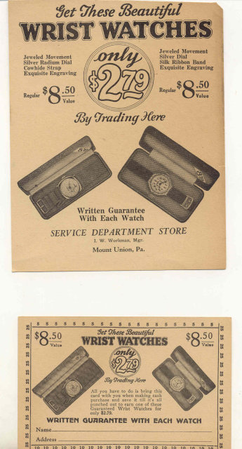 2 old vintage WRIST WATCH paper ads