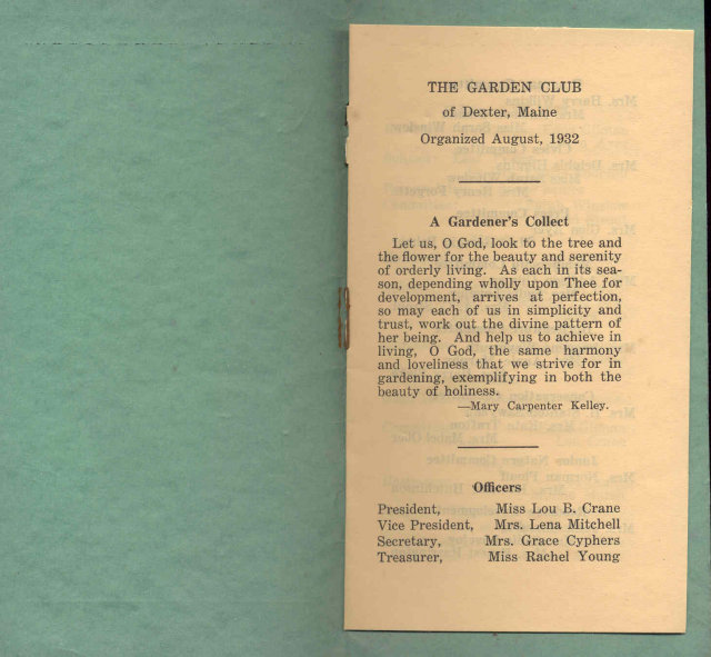 old vintage 1939 GARDEN CLUB Dexter Maine Calendar booklet