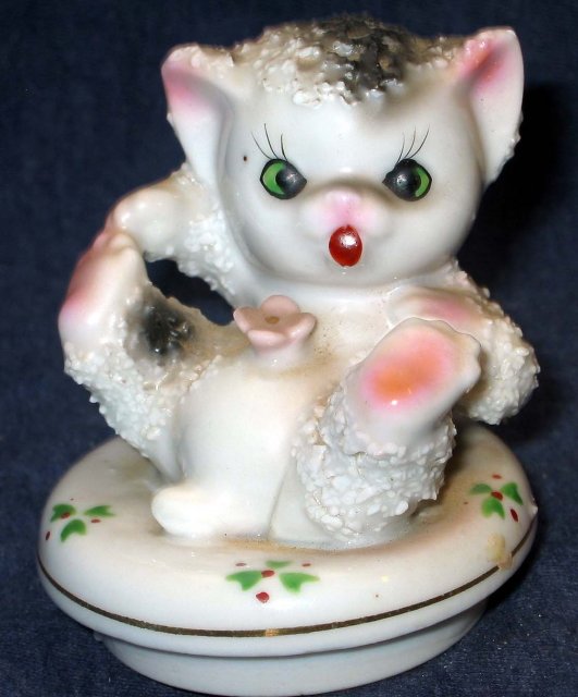 old vintage Kitten Jar Bottle Lid * Cat Meow JAPAN