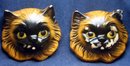 2 old vintage Cat Hangar Face Masks sculptures
