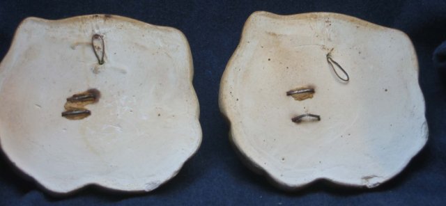2 old vintage Cat Hangar Face Masks sculptures
