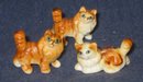 3 old vintage TABBY CAT STATUE FIGURINES