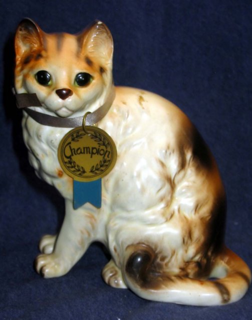 old vintage NATIONAL POTTERIES CHAMPION CAT statue figurine