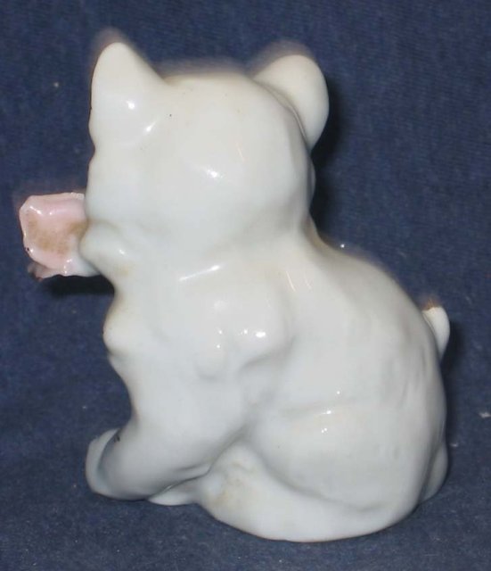 old vintage WHITE GOLD SPOTTED FLORAL CAT statue figurine