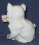 old vintage WHITE GOLD SPOTTED FLORAL CAT statue figurine