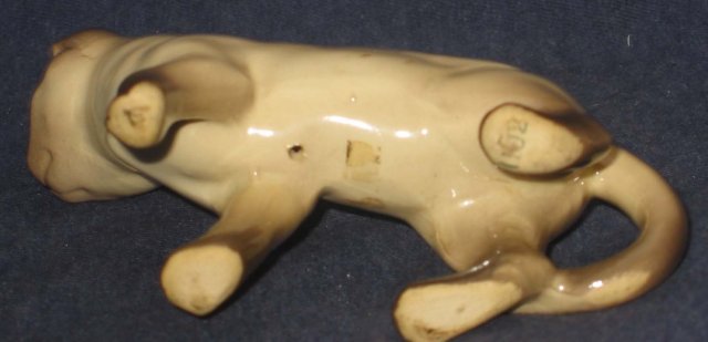 old vintage LIGHT CREAM Cat Statue Figurine * blue eyes