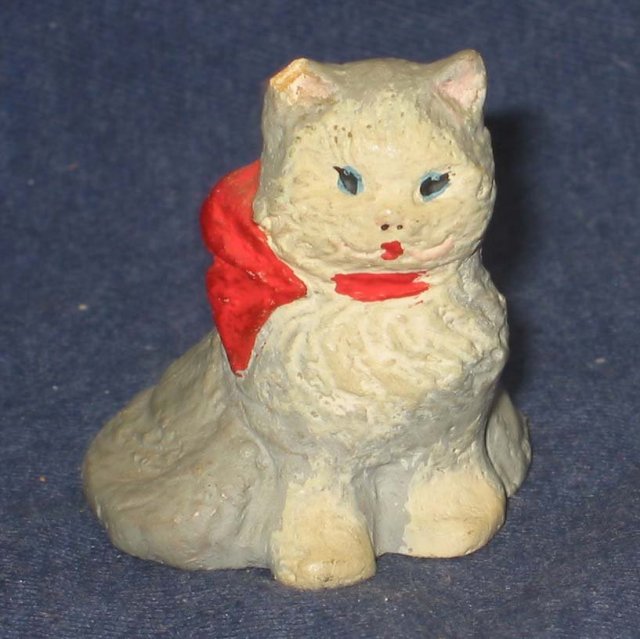 old vintage HANDMADE CAT STATUE figurine
