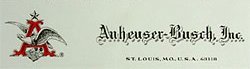 2 old vintage ANHEUSER BUSCH MAIN OFFICE STATIONERY sheets