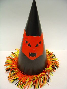 old vintage 1950's Halloween Orange Cat Hat