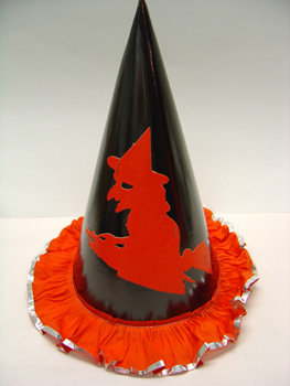 old vintage 1950's Halloween WITCH on broom Hat
