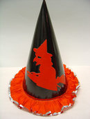 old vintage 1950's Halloween WITCH on broom Hat