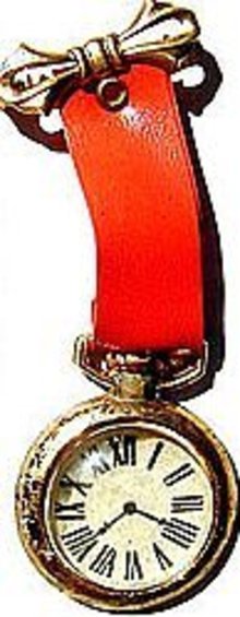 old vintage 1940S TOY WATCH PIN * GOLD RIBBON