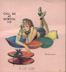 old vintage ELVGREN LIVE WIRE sexy pinup litho print