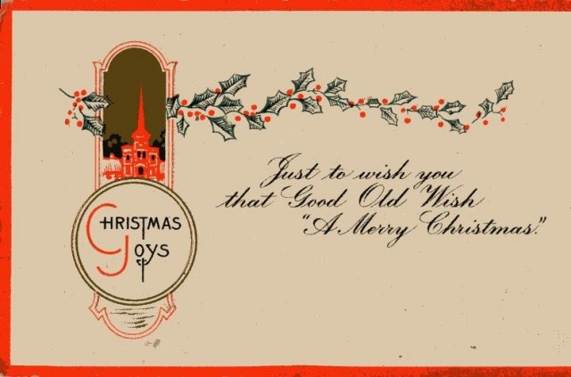 Embossed Seasons Greetings Post Card * Posted written on