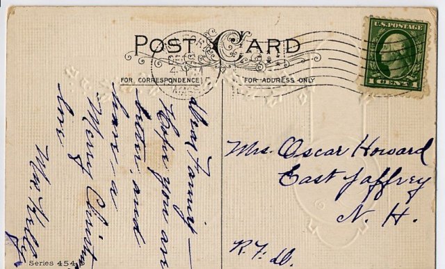 Embossed Seasons Greetings Post Card * Posted written on