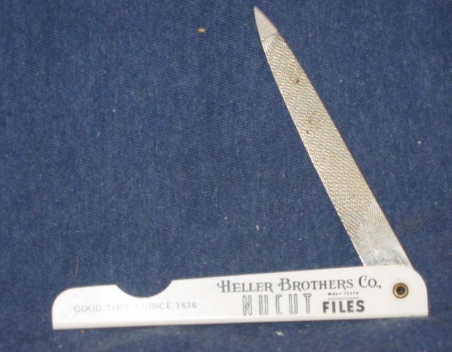 old vintage HELLER BROTHERS Celluloid Advertising Nail File
