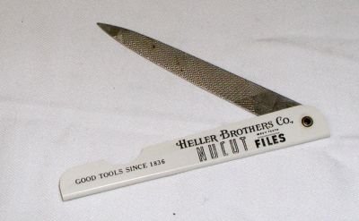 old vintage HELLER BROTHERS Celluloid Advertising Nail File