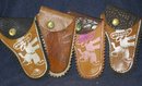 4 old vintage Leather Mini Gun Toy Holsters