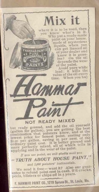 old vintage HAMMAS PAINT paper ad